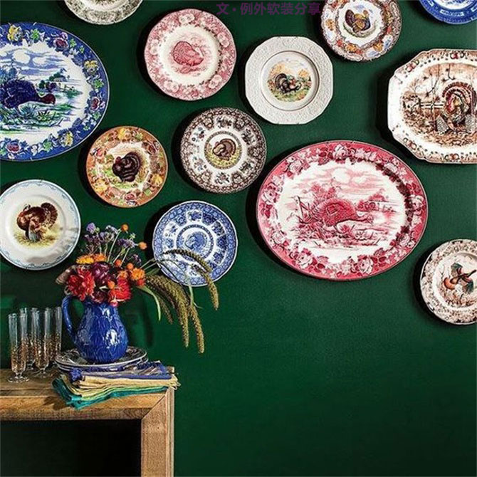 室內(nèi)軟裝設(shè)計瓷盤從飯桌跑到墻上啦！-別墅設(shè)計,軟裝設(shè)計,室內(nèi)設(shè)計,豪宅設(shè)計,深圳例外軟裝設(shè)計公司