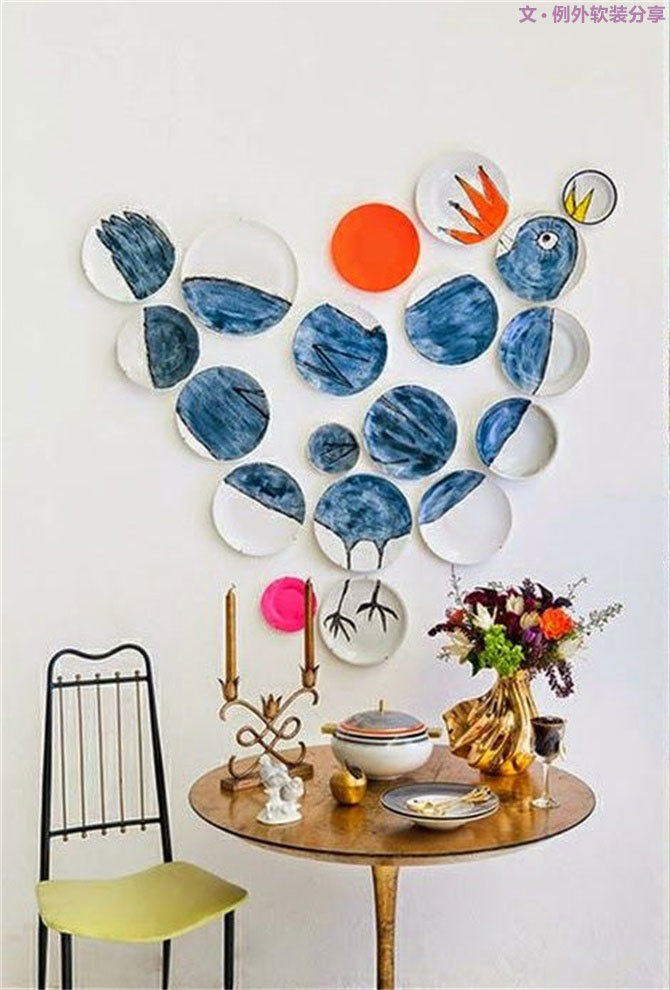 室內(nèi)軟裝設(shè)計瓷盤從飯桌跑到墻上啦！-別墅設(shè)計,軟裝設(shè)計,室內(nèi)設(shè)計,豪宅設(shè)計,深圳例外軟裝設(shè)計公司