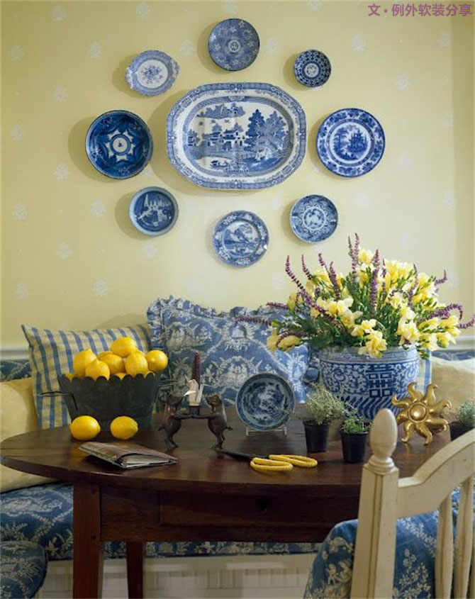 室內(nèi)軟裝設(shè)計瓷盤從飯桌跑到墻上啦！-別墅設(shè)計,軟裝設(shè)計,室內(nèi)設(shè)計,豪宅設(shè)計,深圳例外軟裝設(shè)計公司